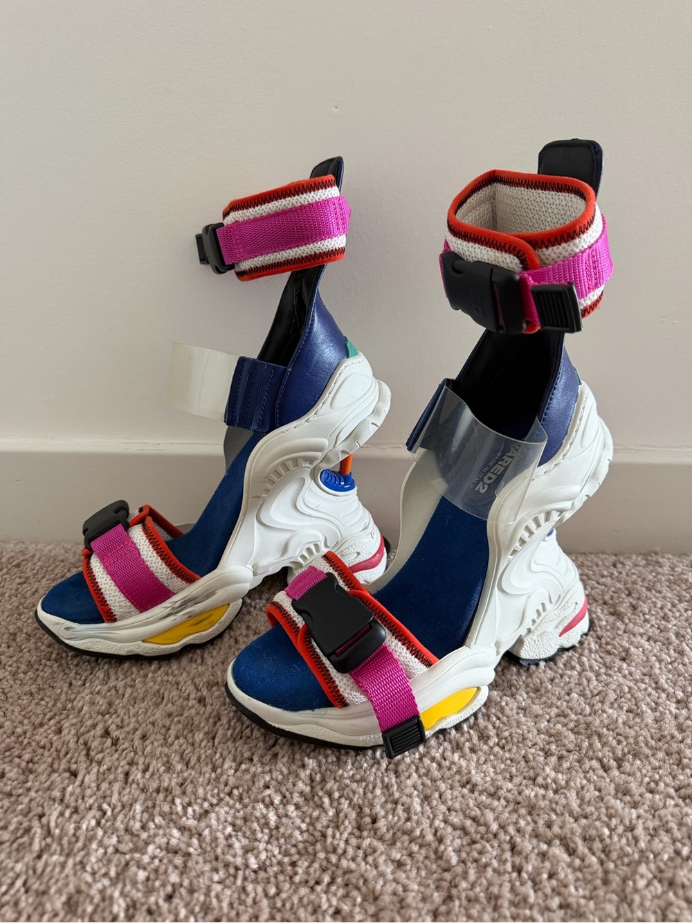 DSQUARED2 Multicolor Platform Sport Sandals - Pink, Blue, White, Red, Yellow